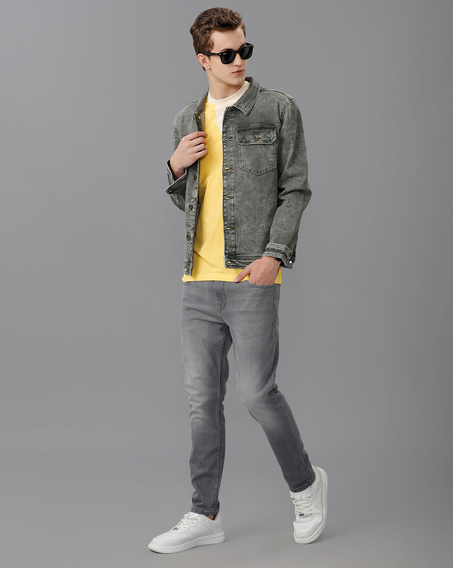 GREEN REGULAR FIT DENIM JACKET