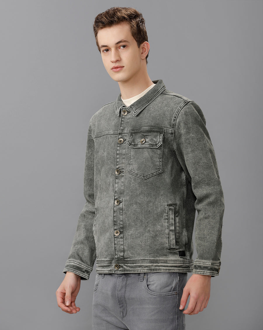 GREEN REGULAR FIT DENIM JACKET