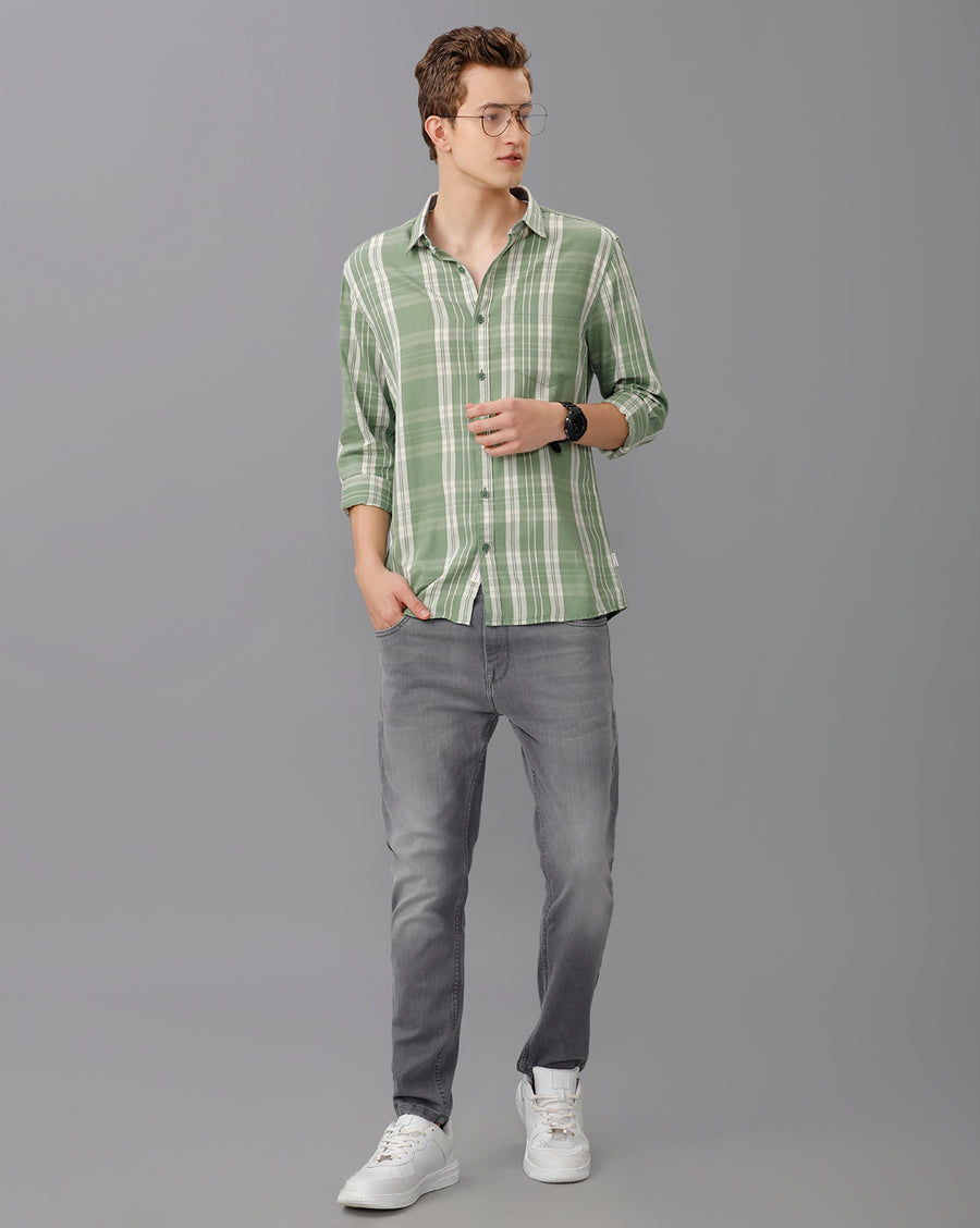 Green Checks Slim Fit Shirt