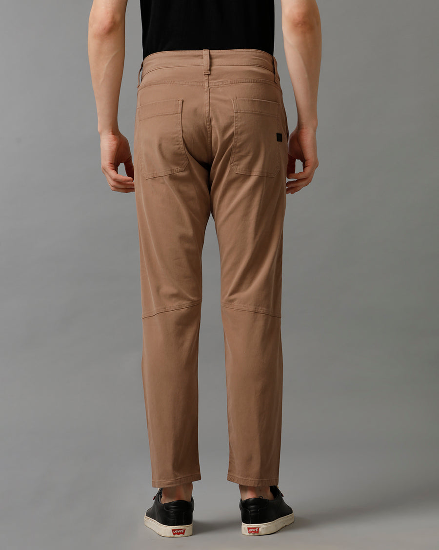 BROWN COTTON COMFORT FIT PANTS