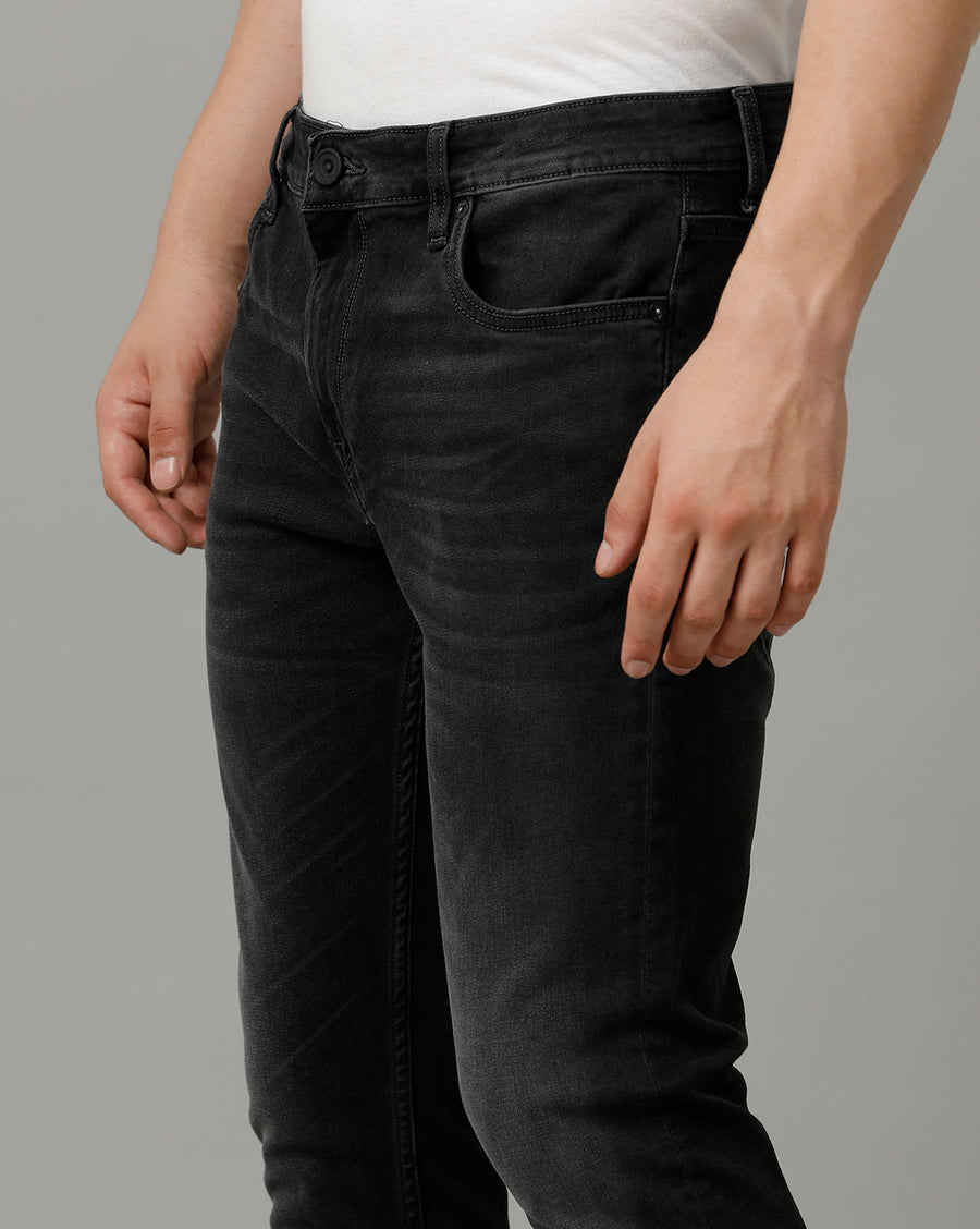 Voi Jeans Mens Black Track Cropped Skinny Jeans