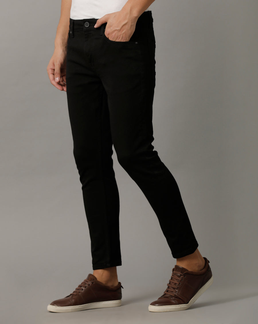 Black Track Skinny Cropped Jeans