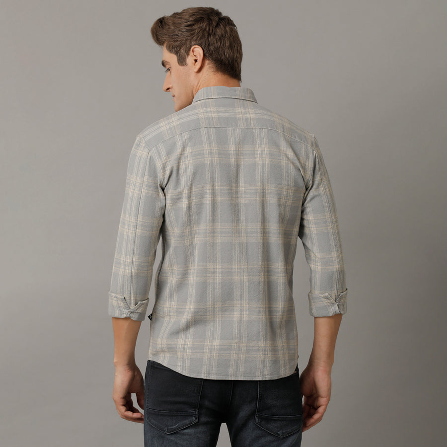 Grey Monument Checks Regular Fit Shirt