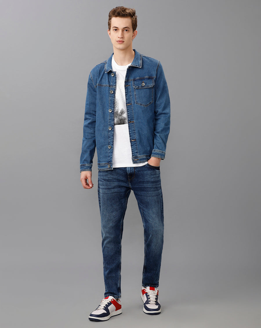 INDIGO TRACK CROPPED SKINNY FIT JEANS