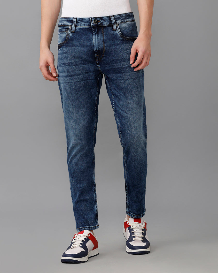 INDIGO TRACK CROPPED SKINNY FIT JEANS