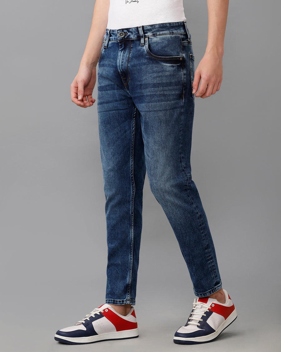 INDIGO TRACK CROPPED SKINNY FIT JEANS