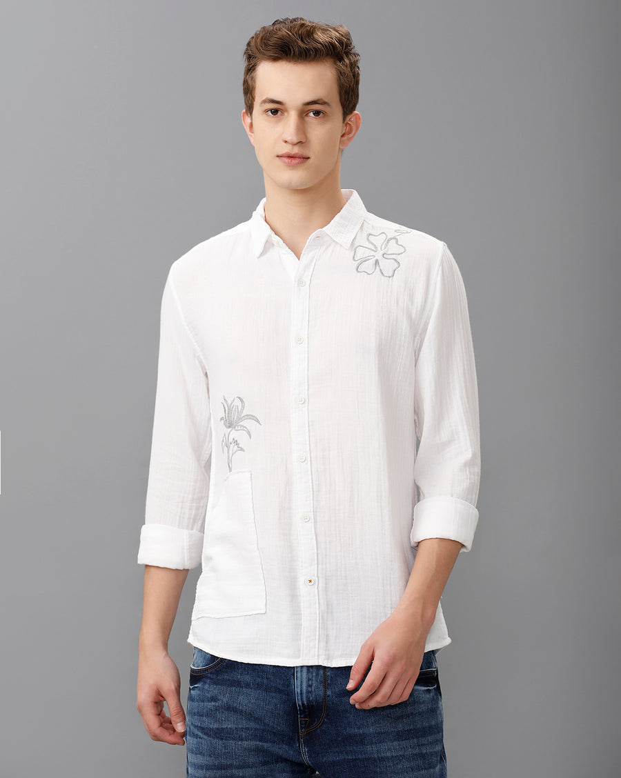 WHITE REGULAR FIT SHIRT