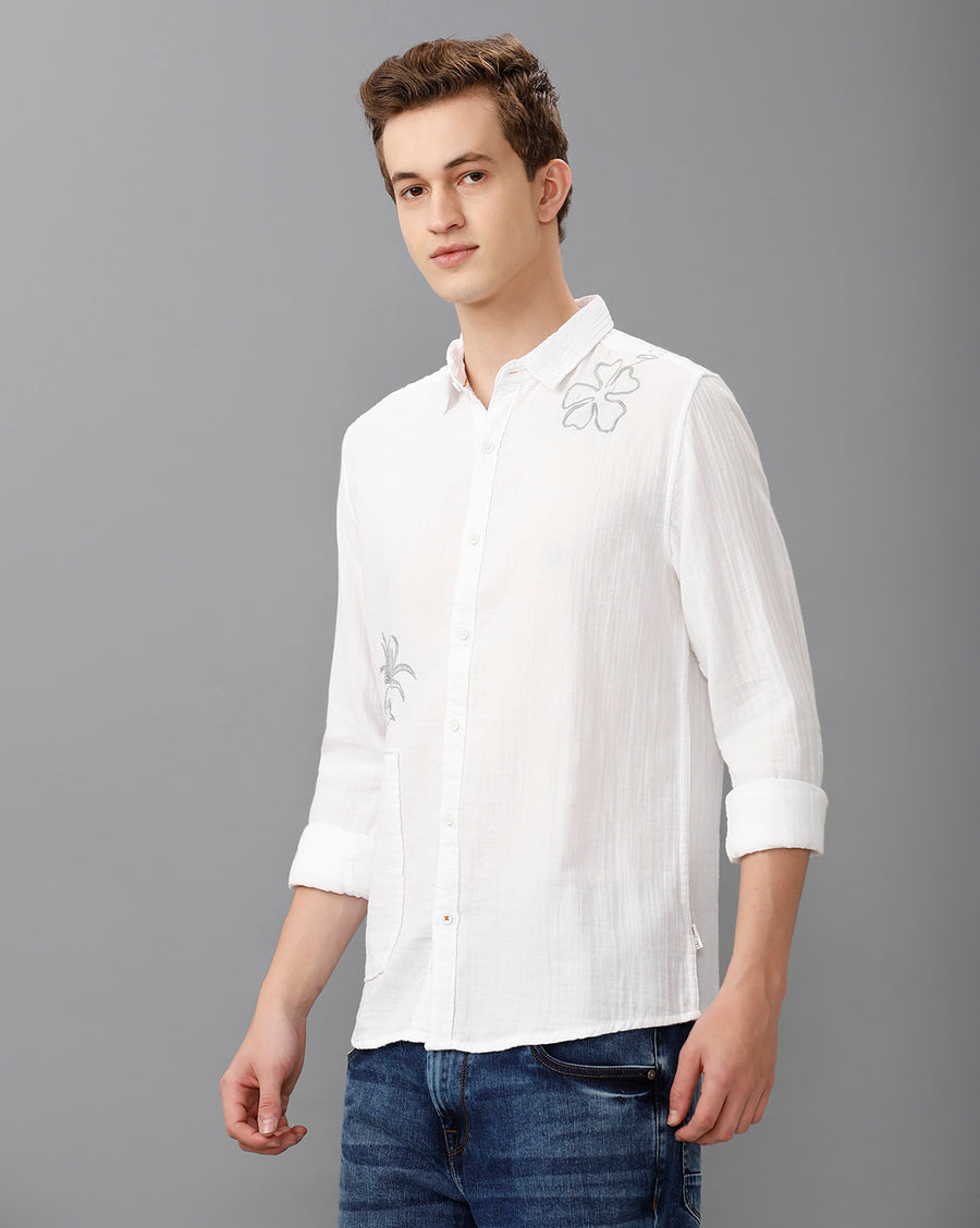 WHITE REGULAR FIT SHIRT