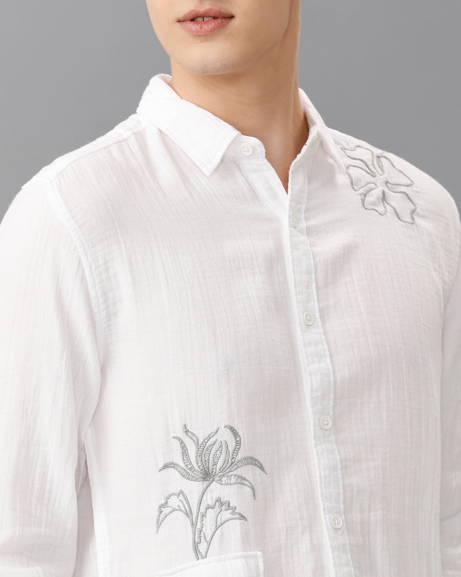 WHITE REGULAR FIT SHIRT