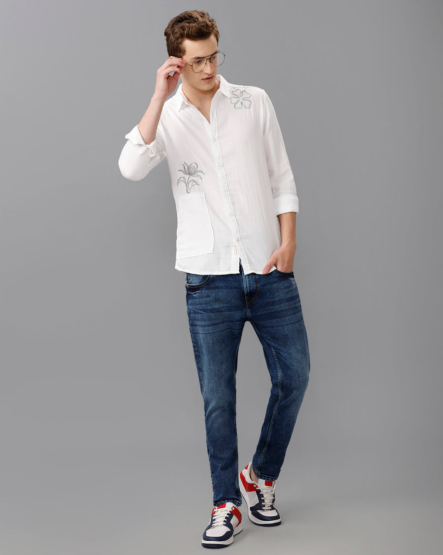 WHITE REGULAR FIT SHIRT