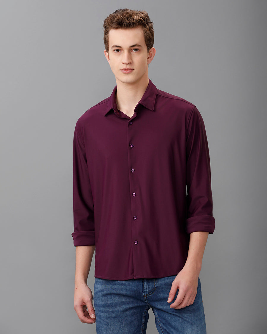 PLUM SLIM FIT KNIT SHIRT