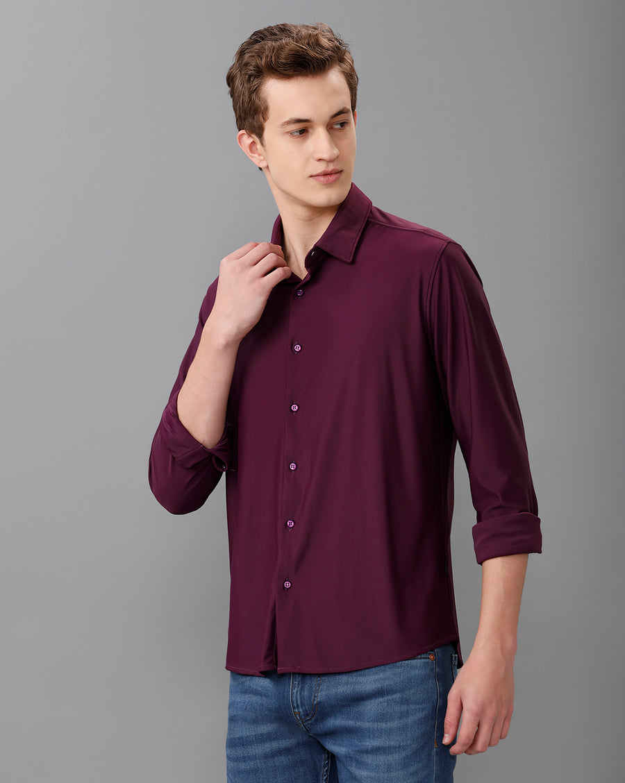 PLUM SLIM FIT KNIT SHIRT