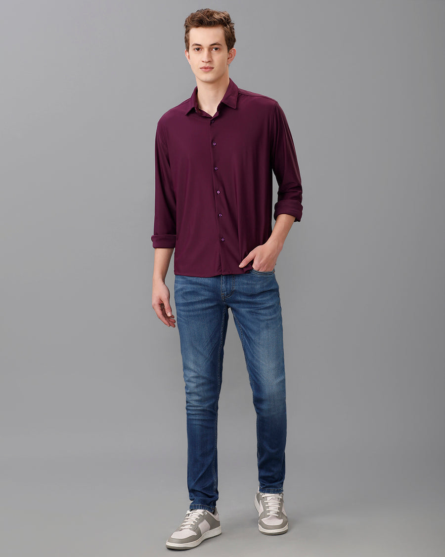 PLUM SLIM FIT KNIT SHIRT