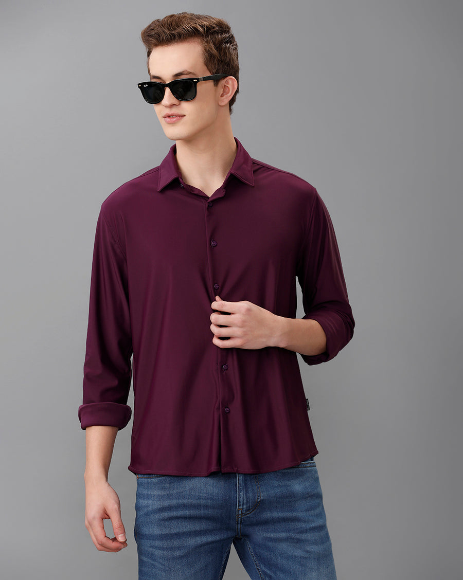 PLUM SLIM FIT KNIT SHIRT