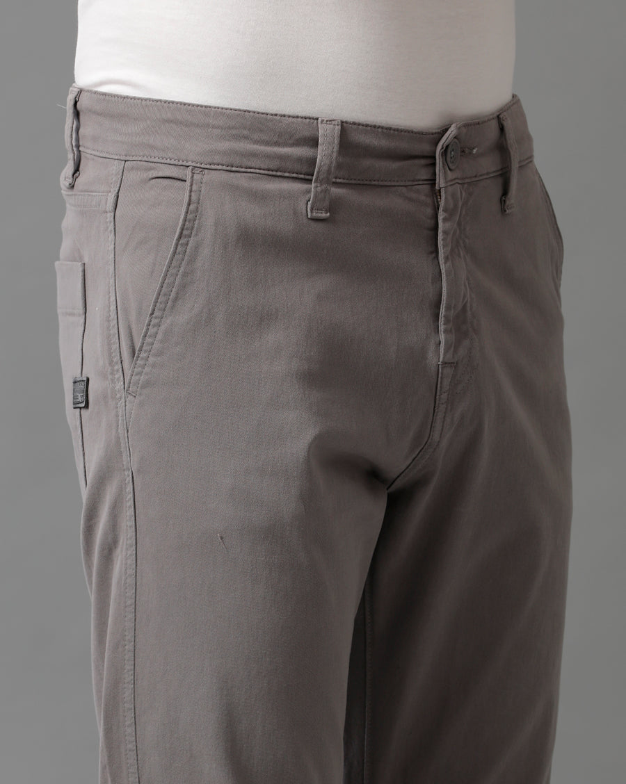 LIGHT GREY COTTON COMFORT FIT PANTS