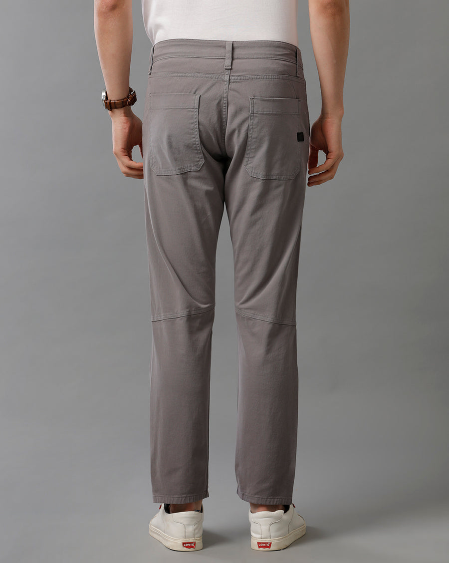 LIGHT GREY COTTON COMFORT FIT PANTS