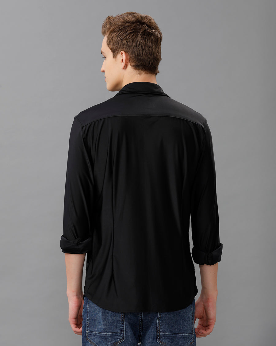 BLACK SLIM FIT KNIT SHIRT