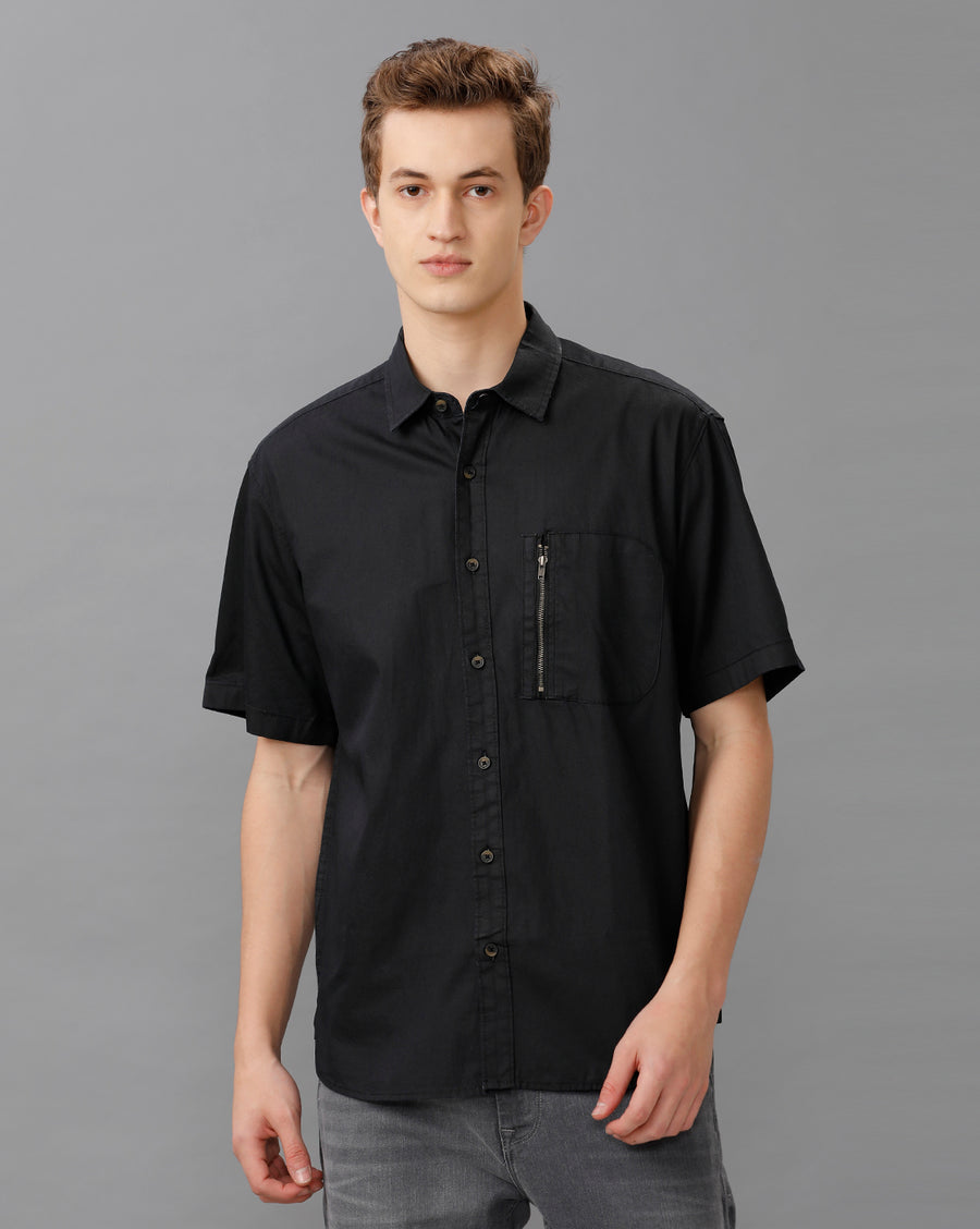 BLACK SLIM FIT FULL SLEEVE SHIRT
