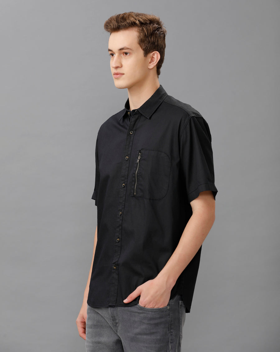 BLACK SLIM FIT FULL SLEEVE SHIRT