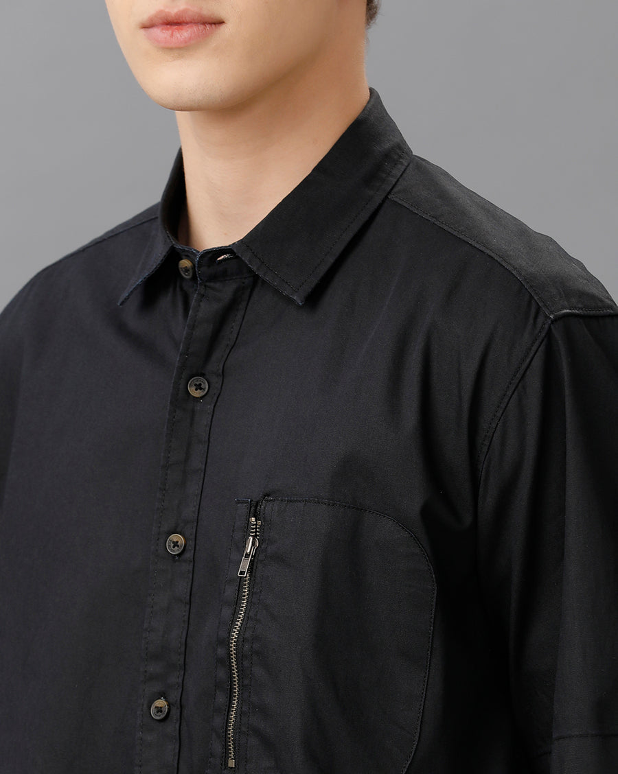 BLACK SLIM FIT FULL SLEEVE SHIRT