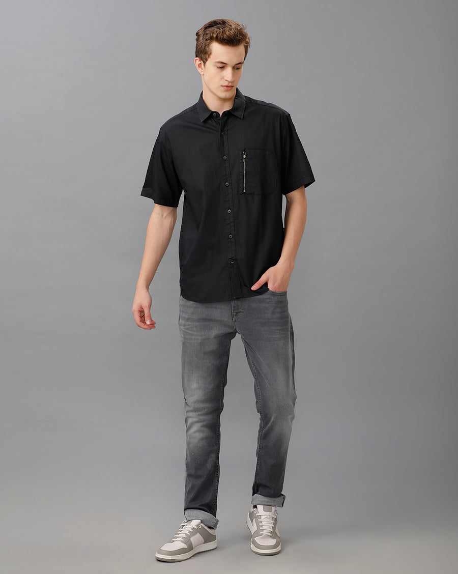 BLACK SLIM FIT FULL SLEEVE SHIRT