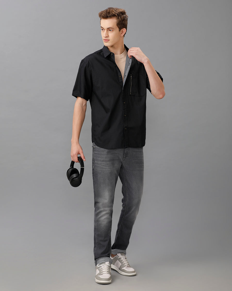 BLACK SLIM FIT FULL SLEEVE SHIRT