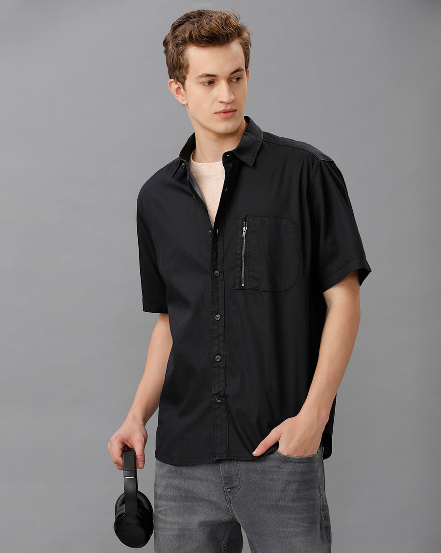 BLACK SLIM FIT FULL SLEEVE SHIRT