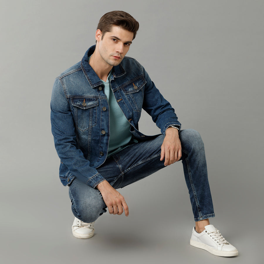 Dark Blue Regular Fit Jacket