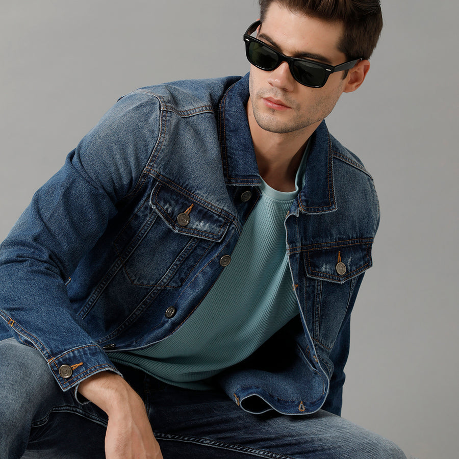 Dark Blue Regular Fit Jacket