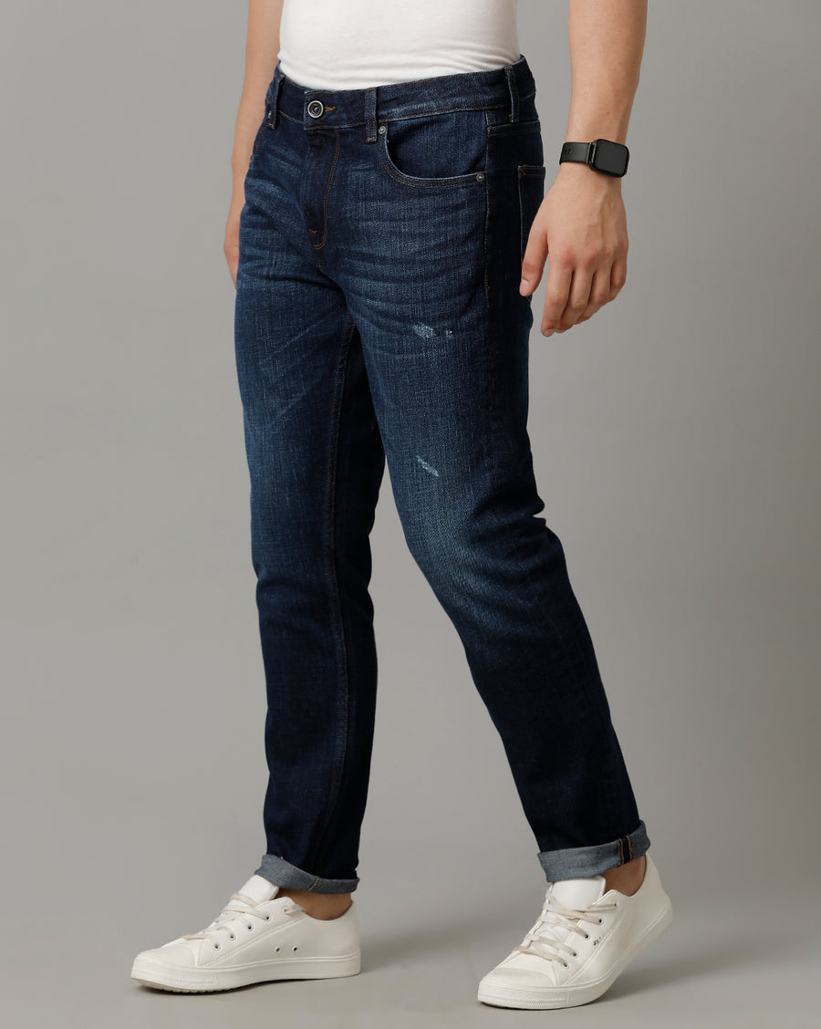 Indigo Track Skinny Cotton Poly Jeans