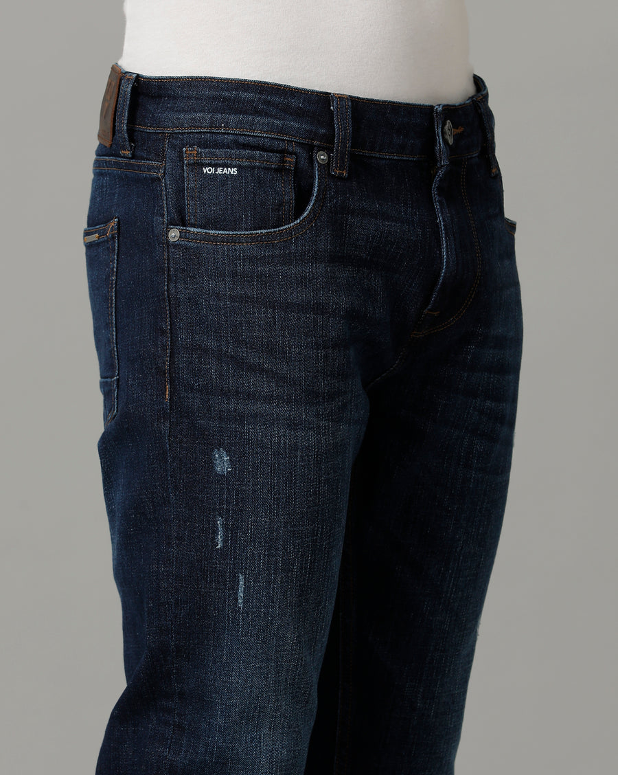 Indigo Track Skinny Cotton Poly Jeans