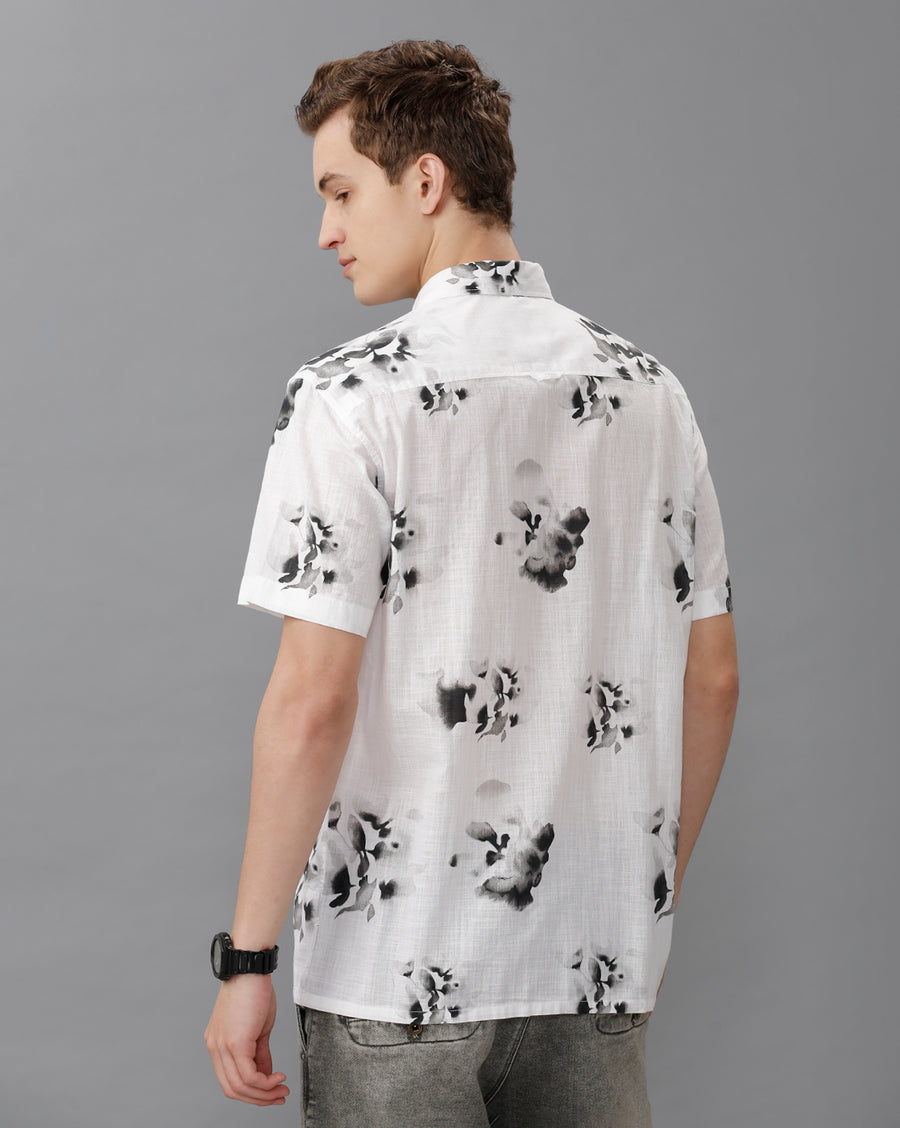 WHITE BLACK BOXY FIT FULL SLEEVE SHIRT