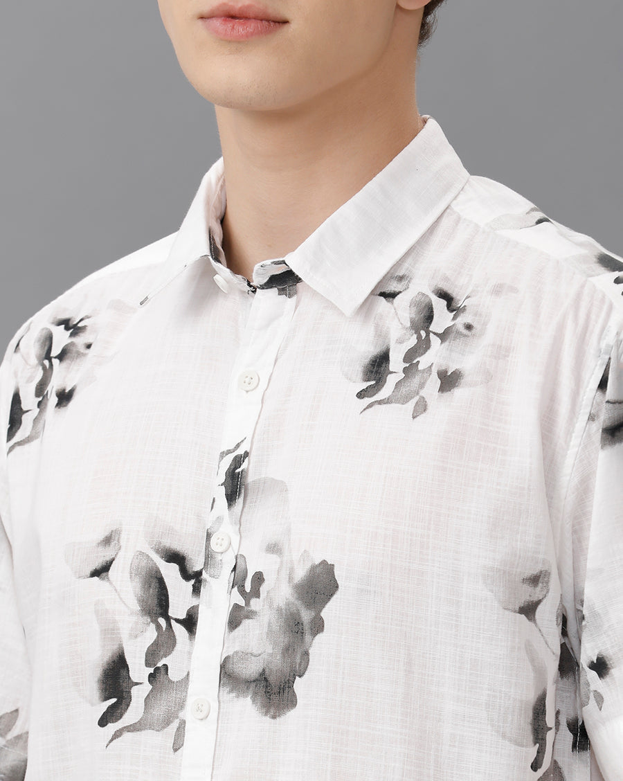 WHITE BLACK BOXY FIT FULL SLEEVE SHIRT