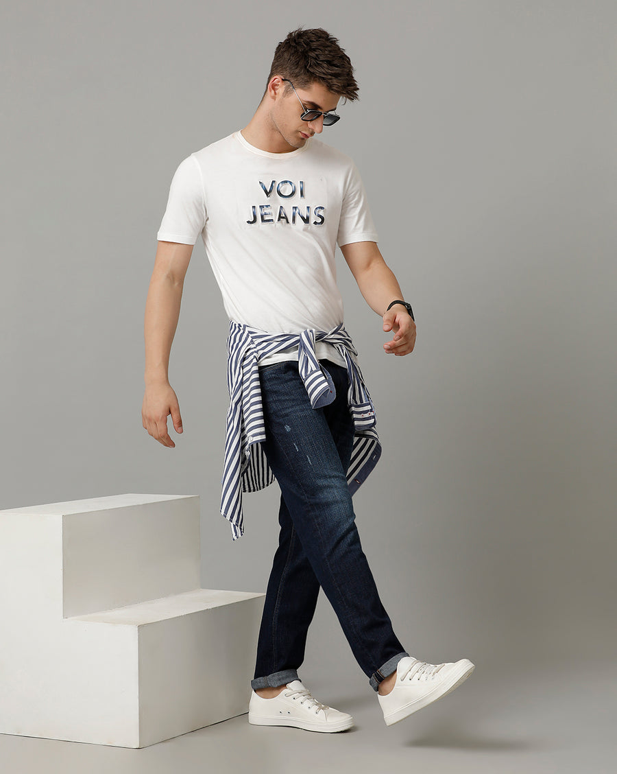 Indigo Track Skinny Cotton Poly Jeans