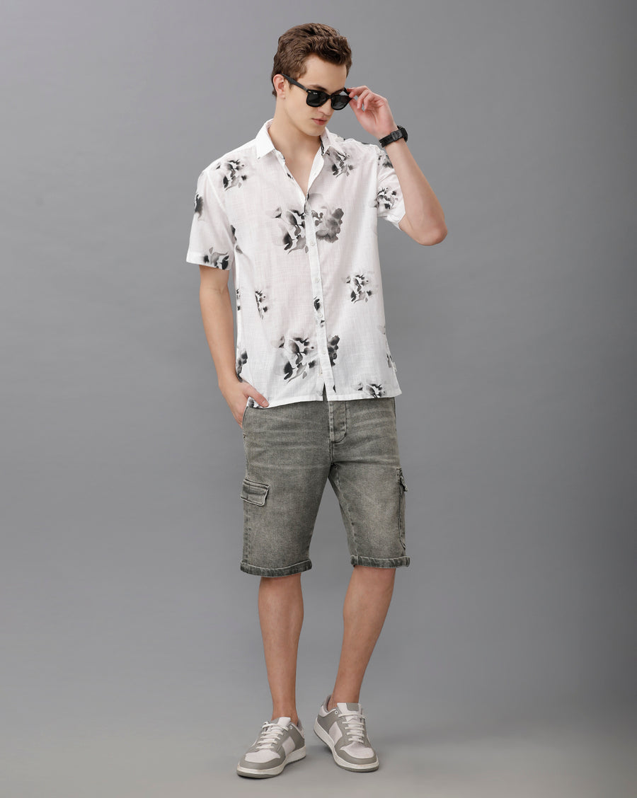 WHITE BLACK BOXY FIT FULL SLEEVE SHIRT