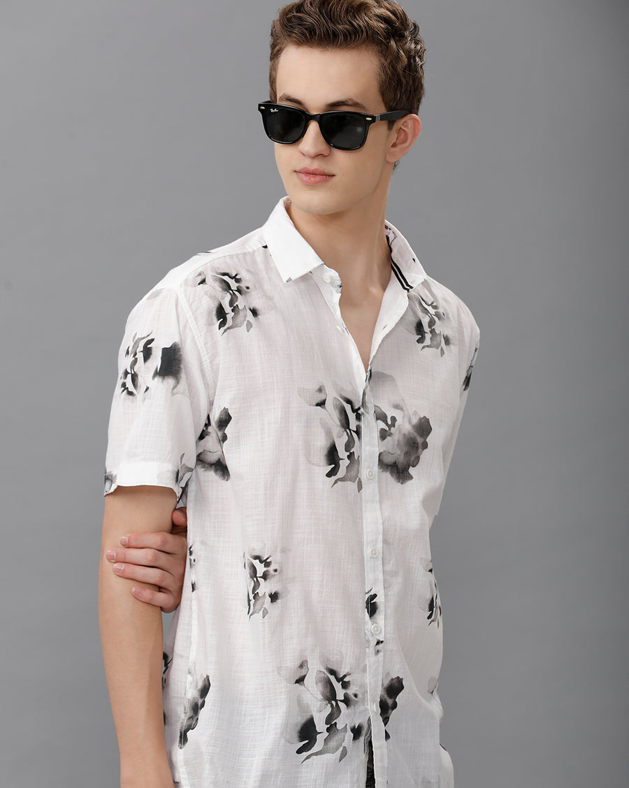WHITE BLACK BOXY FIT FULL SLEEVE SHIRT
