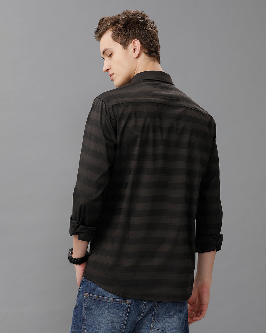 BLACK REGULAR FIT SHIRT