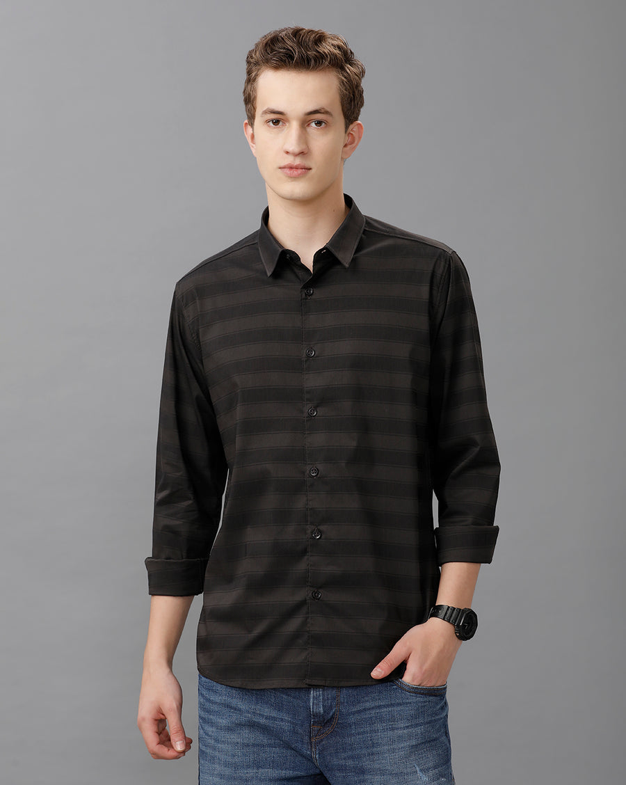 BLACK REGULAR FIT SHIRT