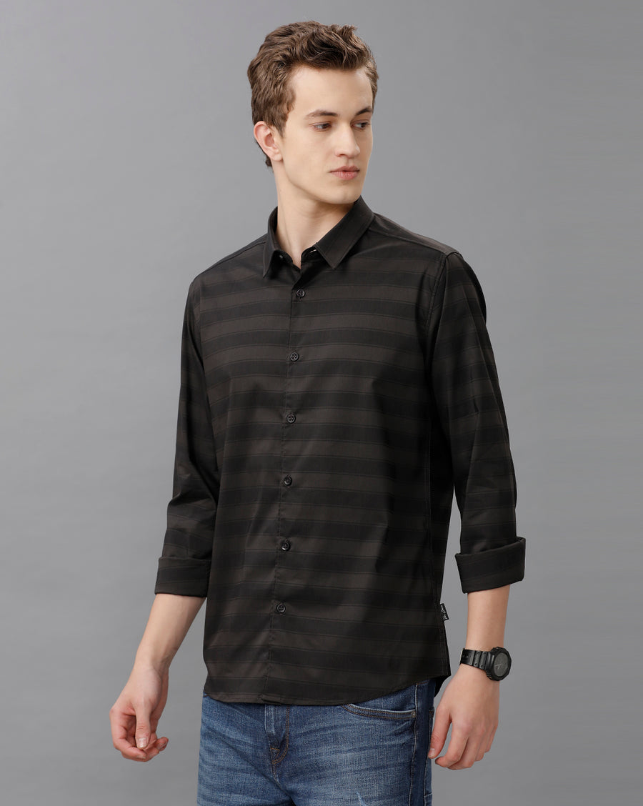 BLACK REGULAR FIT SHIRT