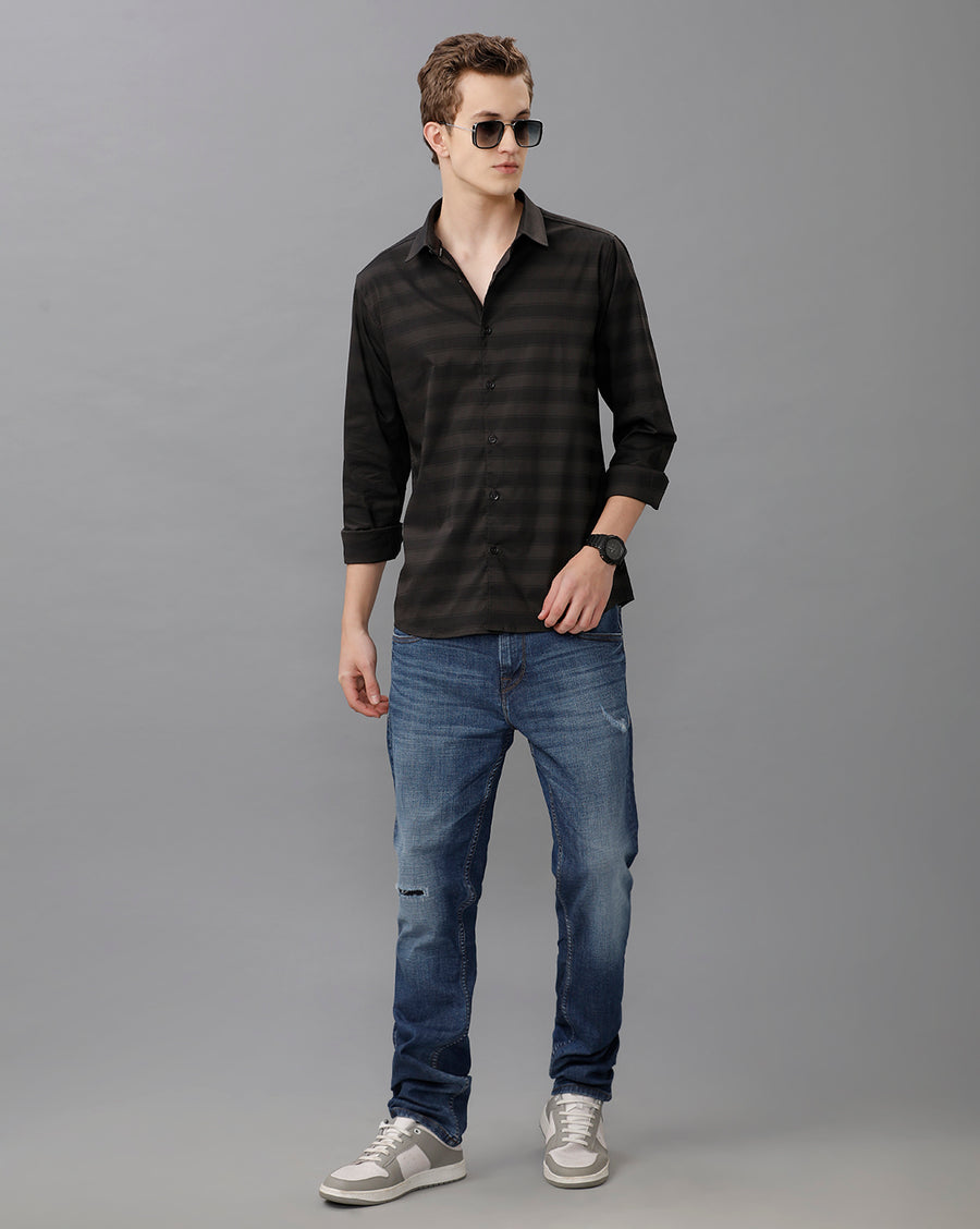 BLACK REGULAR FIT SHIRT