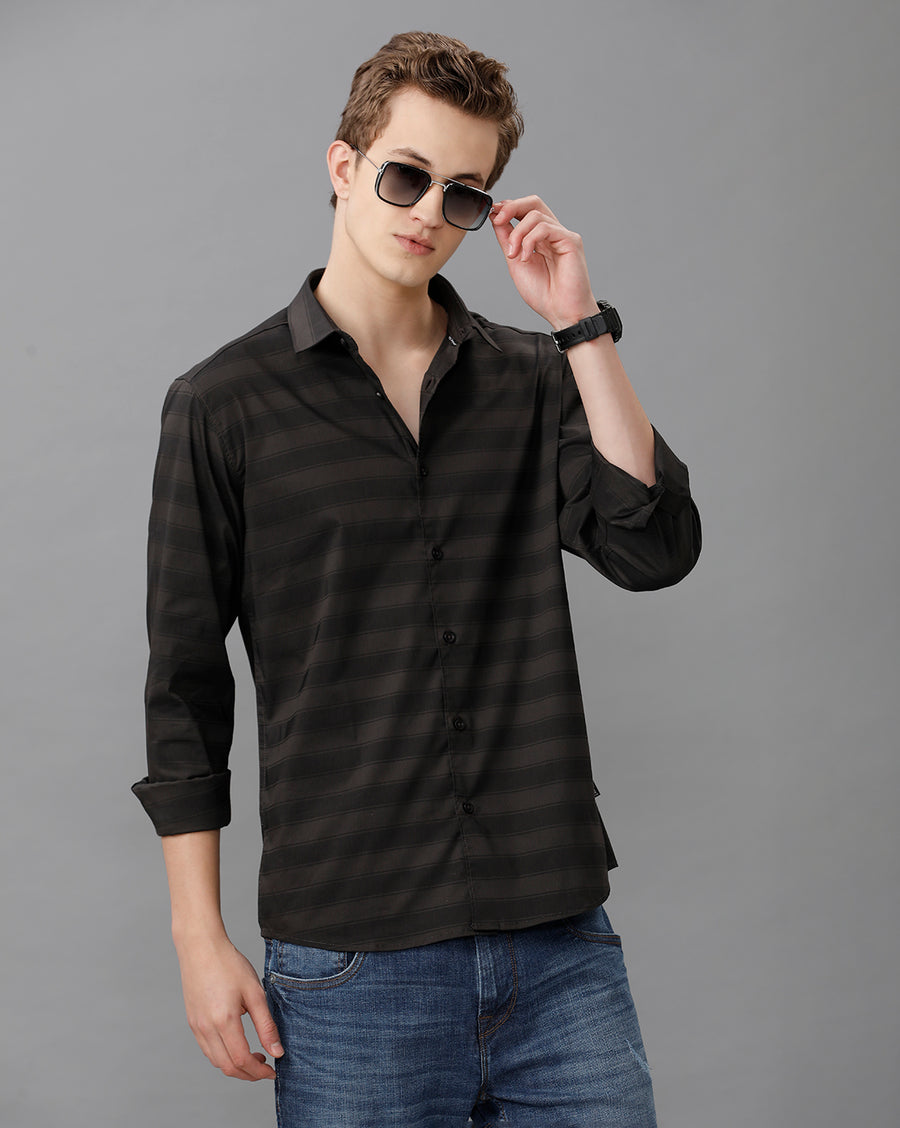 BLACK REGULAR FIT SHIRT
