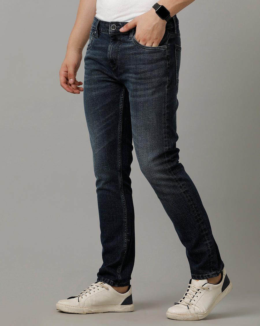 Indigo Track Skinny Cotton Poly Jeans
