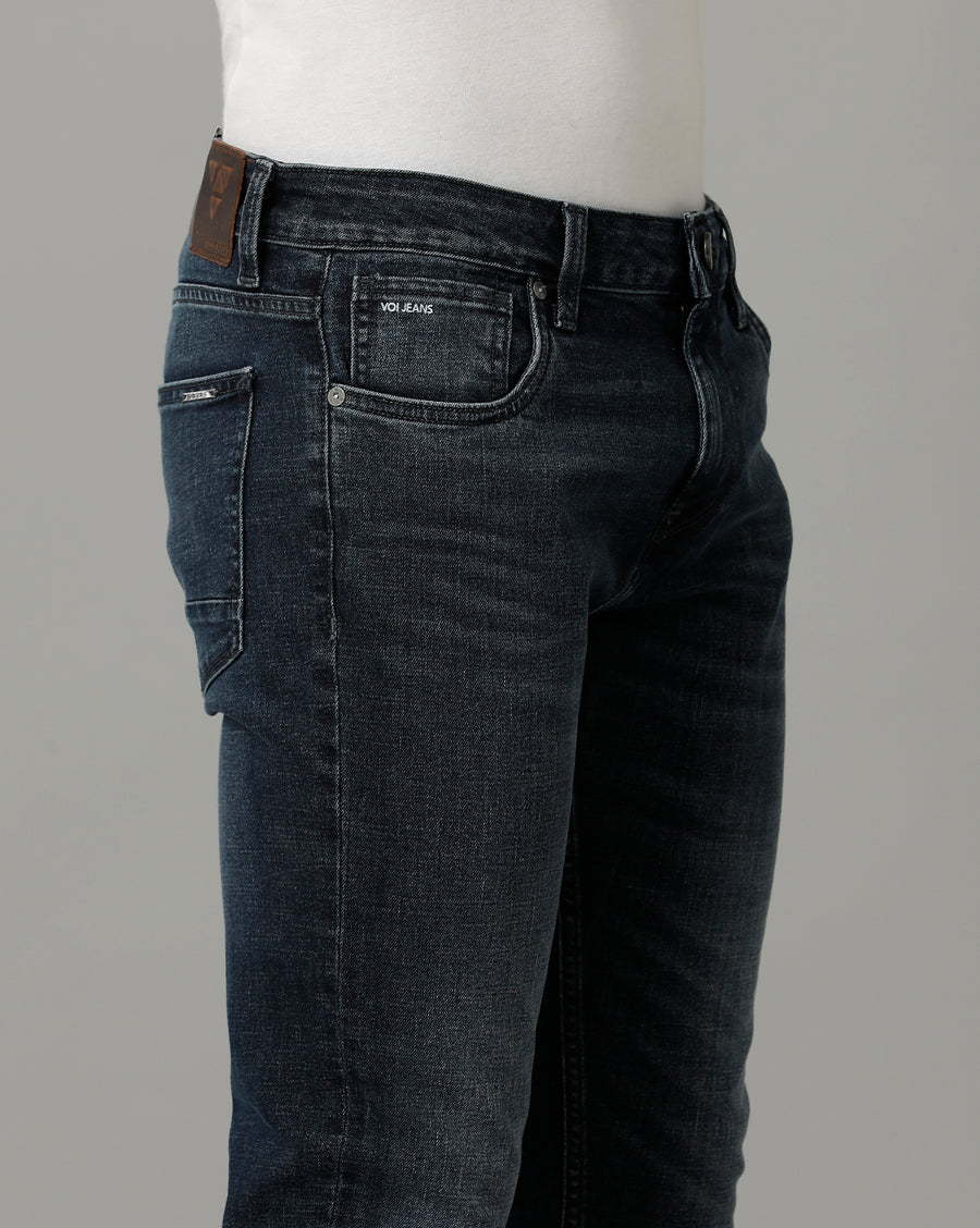 Indigo Track Skinny Cotton Poly Jeans