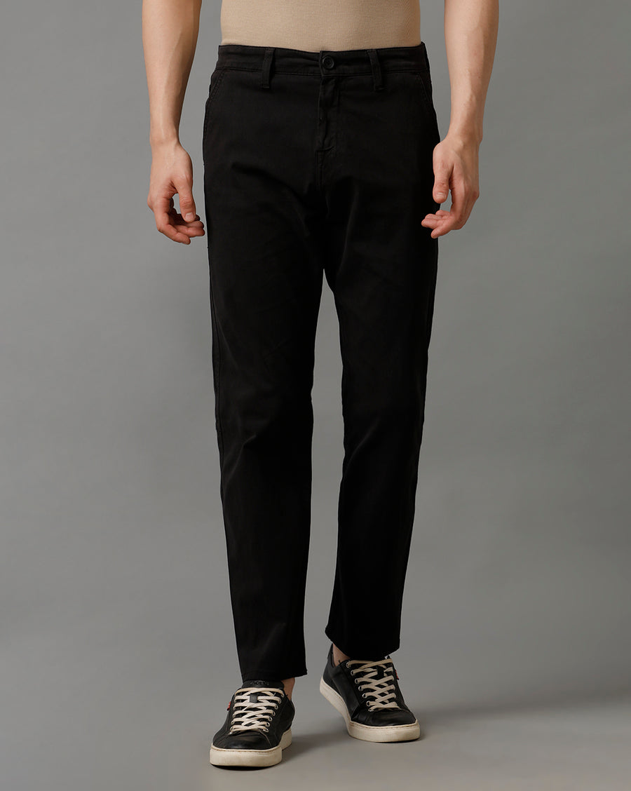 BLACK COTTON COMFORT FIT PANTS