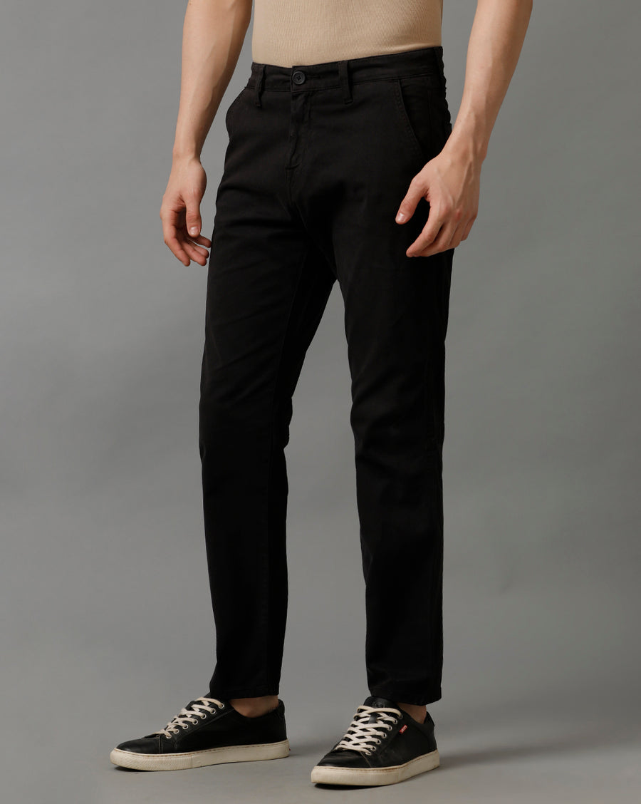 BLACK COTTON COMFORT FIT PANTS
