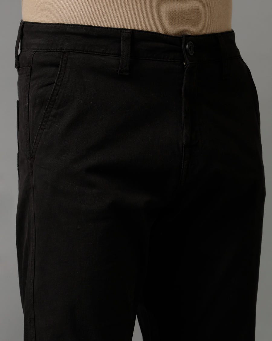 BLACK COTTON COMFORT FIT PANTS