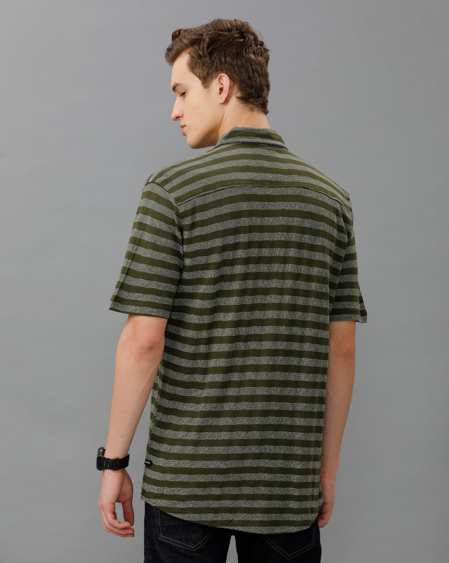 OLIVE REGULAR FIT KNIT SHIRT