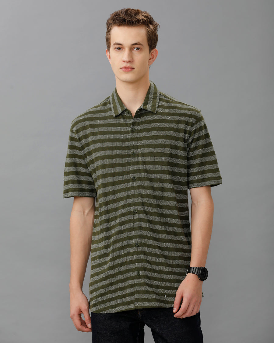OLIVE REGULAR FIT KNIT SHIRT