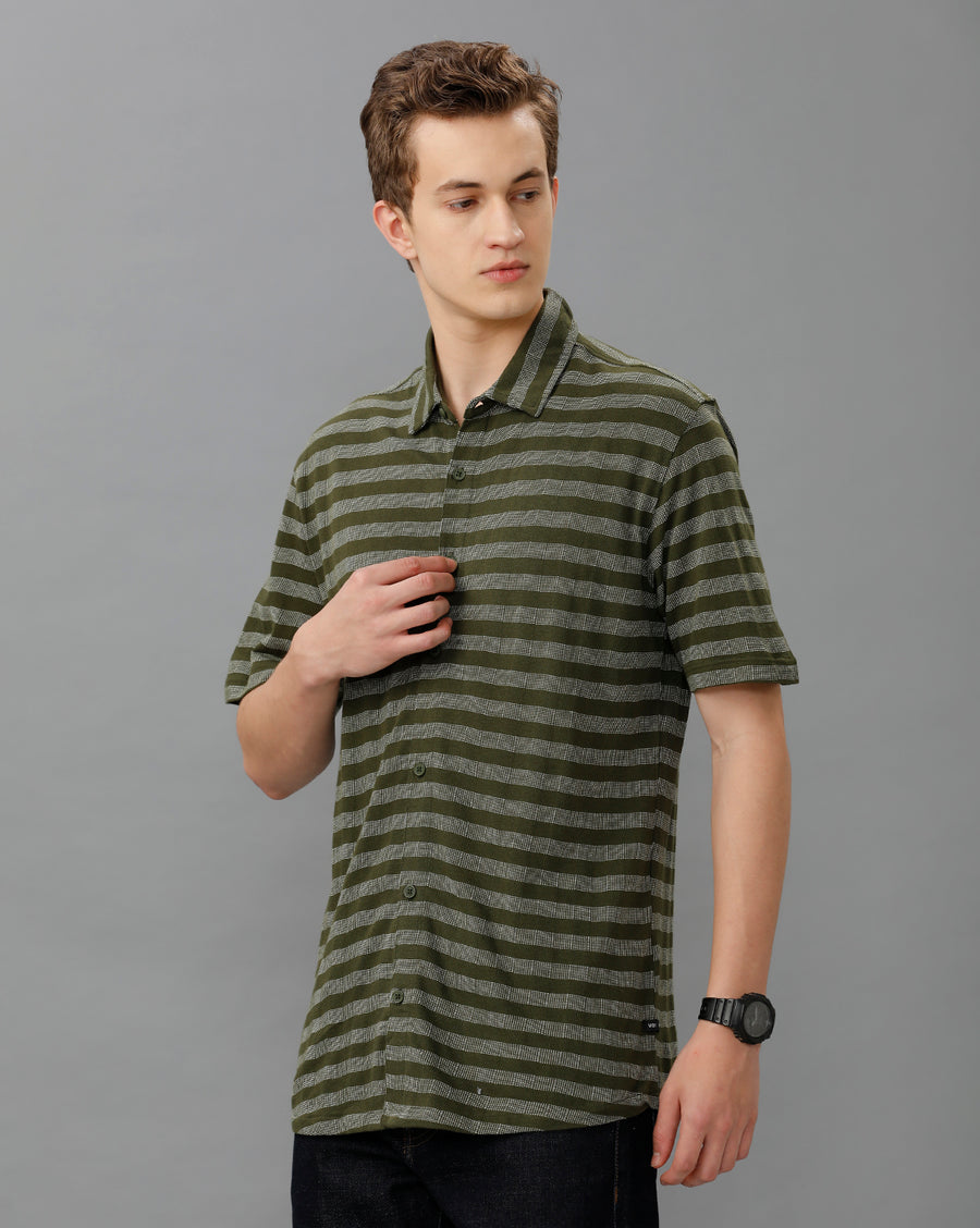 OLIVE REGULAR FIT KNIT SHIRT