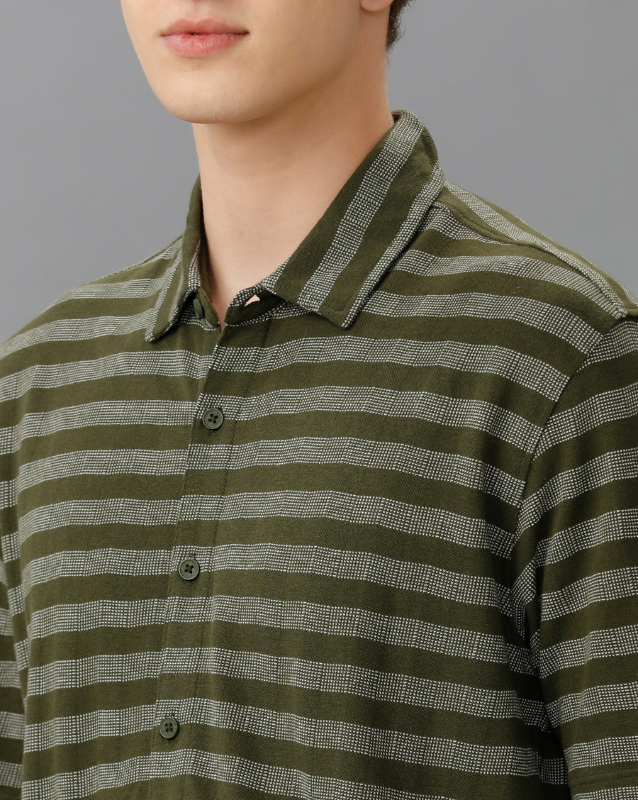 OLIVE REGULAR FIT KNIT SHIRT